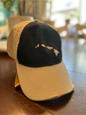 Two-Tone Hawaiian Islands Black and Khaki Baseball Cap